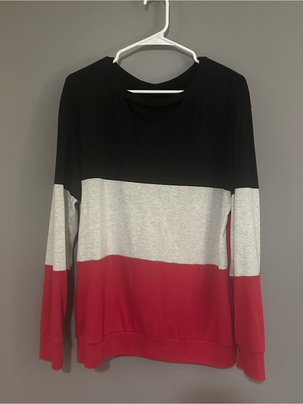 Colorblock Crewneck Top - Black, Gray & Red